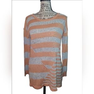 Gianni Womens Sweater Medium Orange Gray Knit